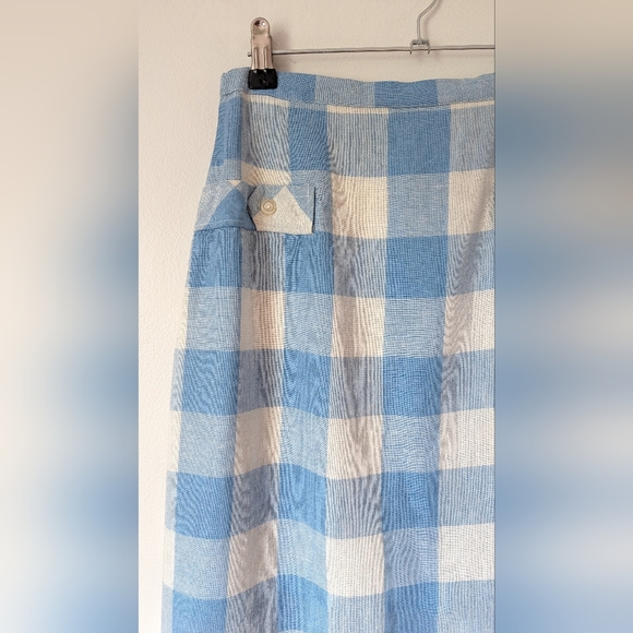 Vintage 1940s/1950s blue gingham pencil skirt - Picture 2 of 5